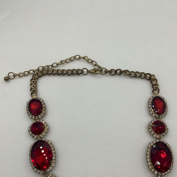 Red - Gem Stone Drop Pendant Necklace Set - Picture 6 of 8